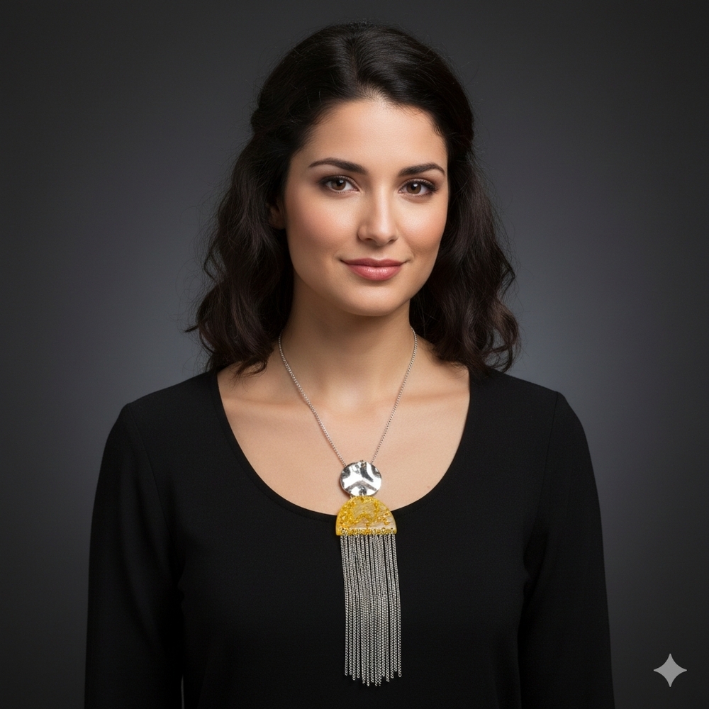 Paparazzi Silver And Orange Necklace Set